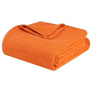 HomeRoots King Burnt Orange Cotton Woven Geometric Blanket - 1 of 4