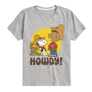 Boys' - Peanuts - Franklin And Snoopy Howdy Short Sleeve Graphic T-Shirt - 1 of 4