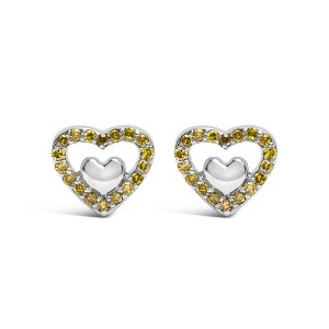 Haus of Brilliance Sterling Silver 1/6 Cttw Diamond Open Double Heart Stud Earrings - 1 of 4
