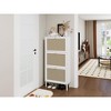 TIRAMISUBEST White Rattan 3-Door Shoe Rack, Modern Entryway Organizer with Metal Legs - 3 of 4