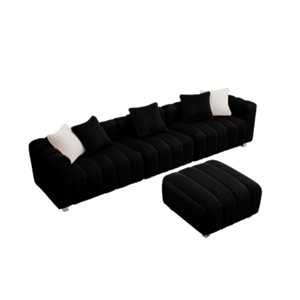 Modern Upholstered Sofa Chair with Ottoman, Three-Seater Couch for Lounging, Small Spaces and Accent Seating – The Pop Home - 1 of 3