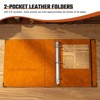 Itopfox Leather D Ring Binder for Letter Size Paper, 1.5 Inch EZD Rings Holds 400 Sheets, Notepad Cover with Inner Pockets, Green Tree Design - 3 of 4