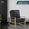 LeisureMod Jefferson Accent Arm Chair Upholstered in Faux Leather with Gold Stainless Steel Frame - 3 of 4