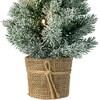 Northlight 1.4 FT LED Mini Flocked Artificial Tabletop Christmas Tree with Burlap Base, Clear Lights - 3 of 4