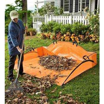 Plow & Hearth - EZ Outdoor Leaf Hauler with Handles for Outdoor Leaf Clean Up, 4'L x 6'W