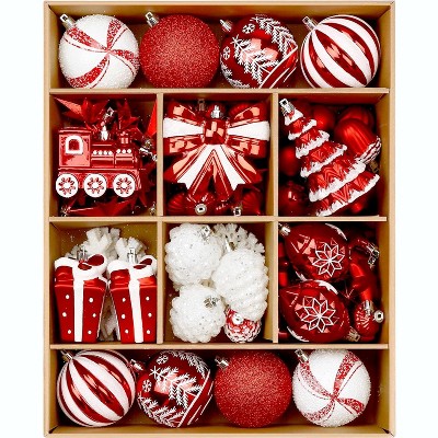 82pcs Christmas Balls Ornaments Set, Delightful Classic Gift Set, Shatterproof Plastic Decor for Xmas Tree Holiday Wedding Party