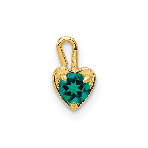 Black Bow Jewelry May Synthetic Emerald 14k Yellow Gold Heart Pendant Enhancer, 5mm - 1 of 4