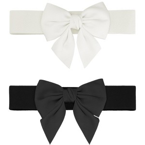 INSPIRE CHIC Women's Decoration Elastic Wide Stretch Bowknot Versatile Fashion Dress Waistband 2 Pcs - 1 of 4