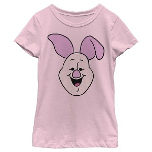 Girl's Winnie the Pooh Piglet Big Face T-Shirt - 1 of 4