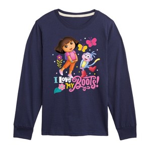 Boys' - Dora the Explorer - I Love My Boots Long Sleeve Graphic T-Shirt - 1 of 3