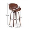 SKRAN 30" Modern Upholstered Swivel Barstool, Faux Leather Metal Counter Height Bar Stools for Kitchen,Home Bar and patio, Brown(20"D×20.75"W×42.75"H) - 3 of 4