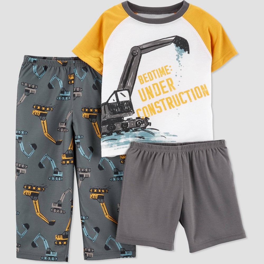 Size 5T Toddler Boys' 3pc Construction Pajama Set - Just One You made by carter's Yellow 5T