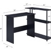 INFURNIC Writing Desk L-Shaped Desk with Attached Storage Shelf and Sturdy Metal Frame for Office, Black, 32"*39"*34" - 3 of 4
