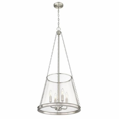 Prescott Brushed Nickel 4-Light Tapered Glass Pendant