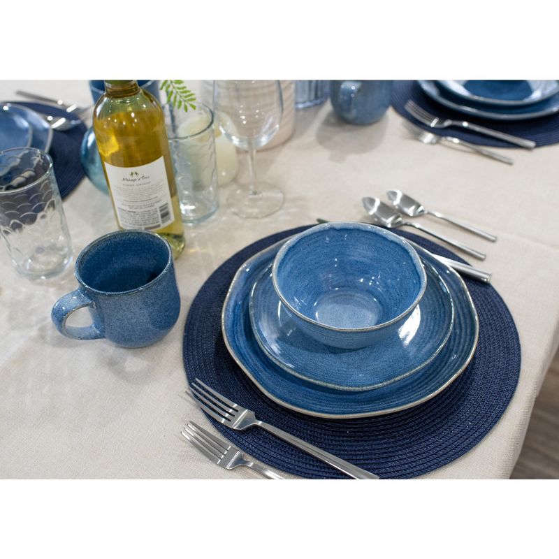 Elanze Designs Reactive Glaze Ceramic Stoneware Dinnerware 16 Piece Set - Service for 4, Cobalt Blue, 5 of 7