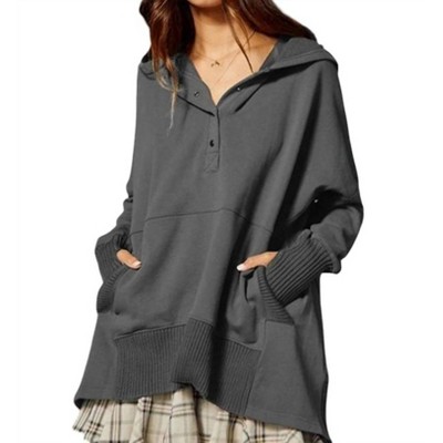 Women's Grey Oversized Hoodie - BUCKETLIST