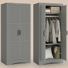 TIRAMISUBEST Gray 2-Door Wardrobe Armoire with Adjustable Shelves & Hanging Rod - Modern Storage for Bedroom & Closet, 32"W - 3 of 4