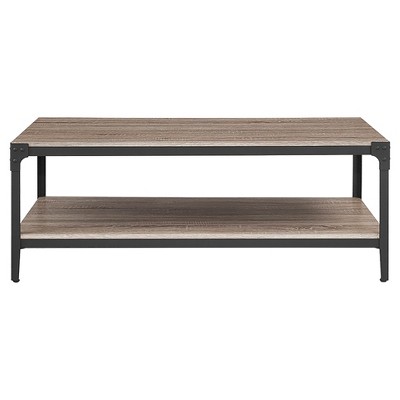 Urban Industrial Angle Iron Wood Coffee Table Driftwood - Saracina Home