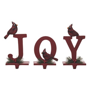 Transpac Metal 10.75 in. Red Christmas Cardinal Joy Stocking Holder Set of 3 - 1 of 4