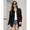 Womens Waffle Knit Shirt Button Down Oversized Blouse Casual Long Sleeve Jacket Tops with Bust Pockets - image 2 of 4