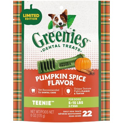 Greenies Pumpkin Spice Flavor Teenie Dental and Hard Chews Dog Treats - 6oz/22ct