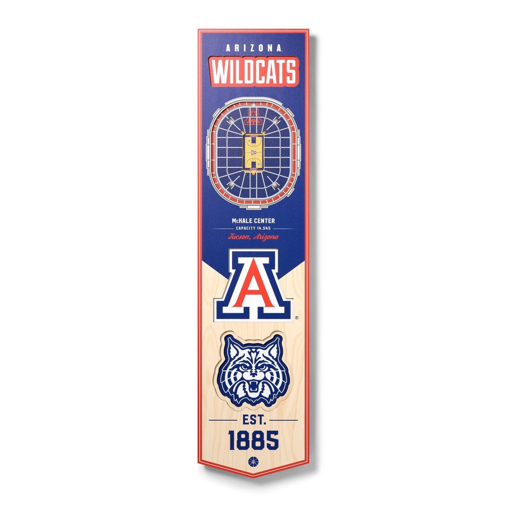 Photos - Other Decoration 8" X 32" NCAA Arizona Wildcats 3D StadiumView Banner