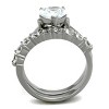 Slickblue Women's Heart CZ Engagement Ring Set, Matching Band with Stones, Polished Stainless Steel, Sizes 5–10 - 3 of 4