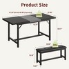 3 Piece Dining Table Set for 4-6, 47"-63" Large Extendable Kitchen Table with 2 Upholstered Benches, Industrial Rectangle Space Saving Dinette - 2 of 4