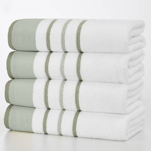Isla Jade 2pk Oversized Cotton Stripe Beach Towels Stone Blue/Clay - 1 of 4