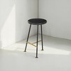 Royal Hampton 24.5 Backless Barstool with Round Mango Wood Seat | PVD Coating | Gold Footrest | Iron Legs - 3 of 4