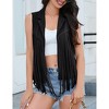 MISSKY Women's Tassel Vest Hippie Faux Suede Rivets Sleeveless Costume Fringe Jacket - 4 of 4