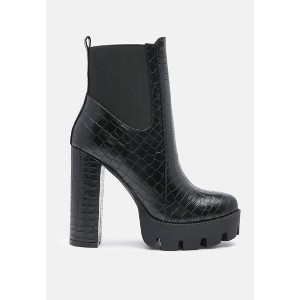 Beatriz Croc Print Block Heel Boots Women - 1 of 4