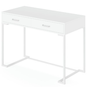 Resenkos Computer Desk, Office Desk, Study Desk,39" Computer Desk with Drawers, Modern Writing Desk Study Desk,White - 1 of 4