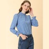 Allegra K Women's Smocked Cuffs Puff Sleeve Ruffled Neck Vintage Polka Dots Blouses - 2 of 4