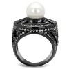 Slickblue White Pearl Synthetic Crystal Ring, Light Black Stainless Steel, Women’s Fashion Pave Ring, Sizes 5-10 - 3 of 4