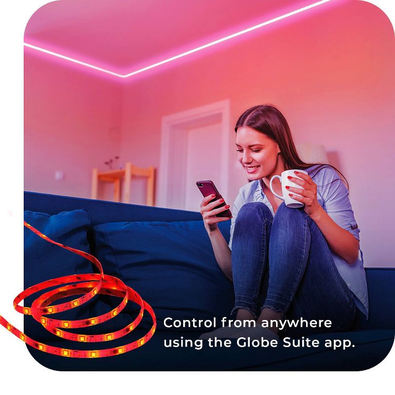 Globe Electric Wi-Fi Smart 16.4ft Plug In Strip Light, 2 of 6