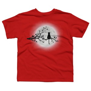 Boy's Design By Humans The Cat and The Moon By Maryedenoa T-Shirt - 1 of 3