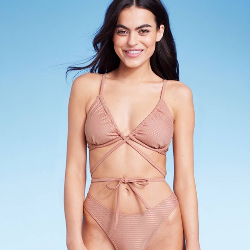 Women's Strappy Underwire Bikini Top - Wild Fable™ Brown Lurex : Target