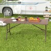 Costway 5 ft Folding Picnic Table Outdoor Dining Table with Rattan Grain HDPE Tabletop Brown/Black - 2 of 4