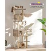 Cat Tree, Wooden Cat Tower, Modern Cat Apartment, with Scratching Posts, Cat Tunnels, Small Houses, Feeding Station, Hammock, Cat Playground - 2 of 4