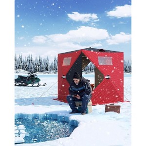 Lumiparty Pop Up Ice Fishing Tent Fully Insulated, Portable Ice Fishing Shelter, Waterproof Oxford Fabric, Snow Hub with Anchors, Ropes & Carry Bag - 1 of 4