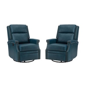 Favonius Genuine Leather Swivel Rocker Recliner with Nailhead Trim for Bedroom and Living Room, Set of 2 | ARTFUL LIVING DESIGN - 1 of 4