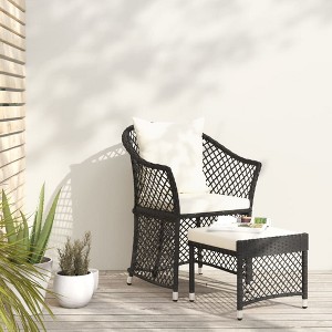 vidaXL 2 Piece Patio Lounge Set with Cushions Black Poly Rattan - 1 of 4