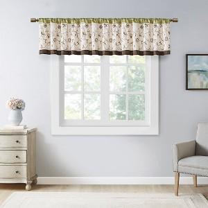 Elegant Floral Embroidered Window Panel, All Season Textured Light Filtering Curtain fits Various Room Decor - 1 of 4