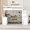 PAGED Twin Size Loft Bed with Desk, Modern Wooden Bed Frame with 2 Open Shelves, 7 Storage Drawers and Stairs for Bedroom - 2 of 4