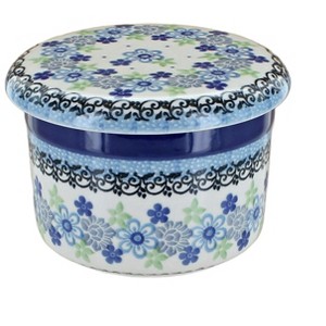Blue Rose Polish Pottery 270 Ceramika Artystyczna French Butter Dish - 1 of 2