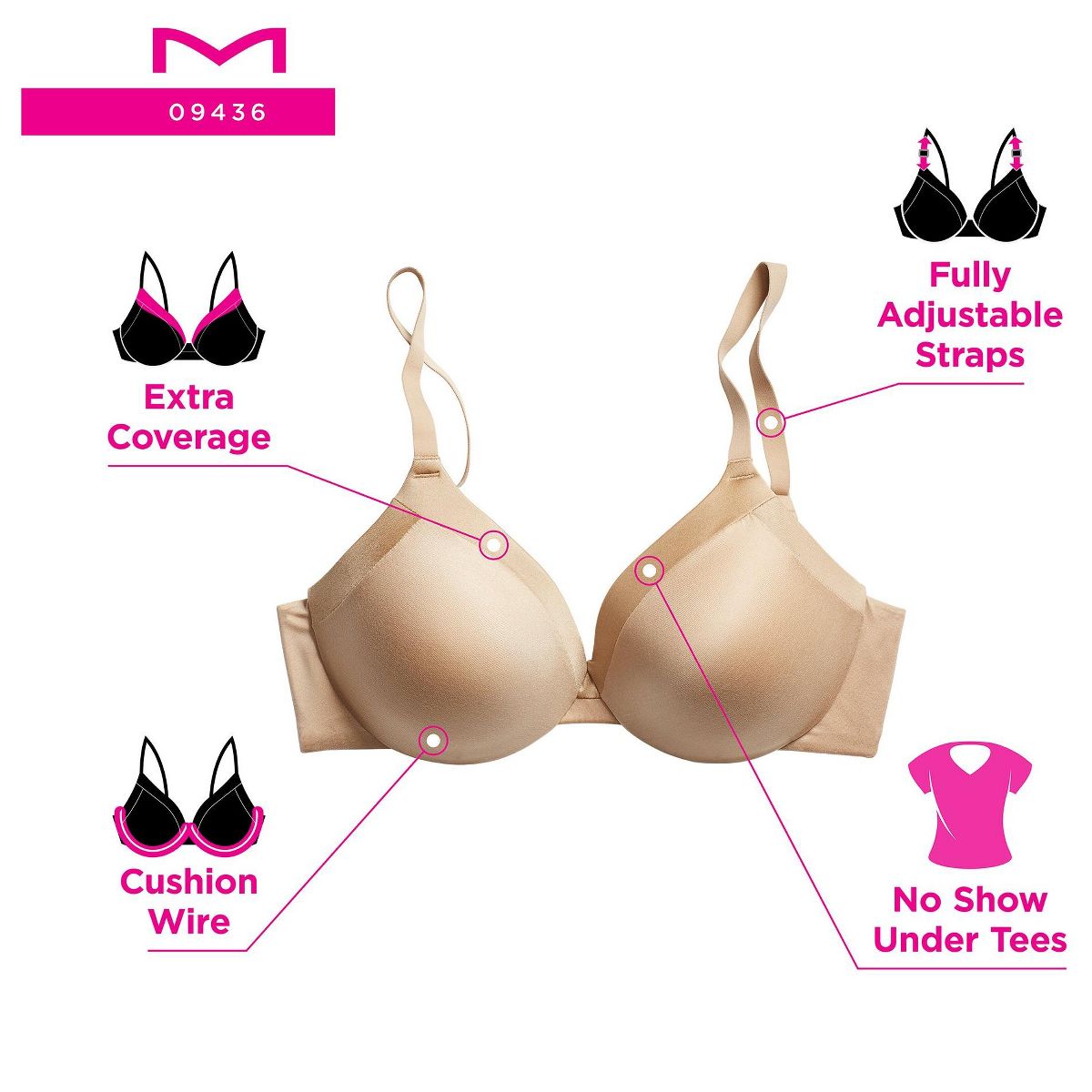 Comfort Devotion Cushioned Underwire Bra, Full Coverage, Convertible - thumbnail 5
