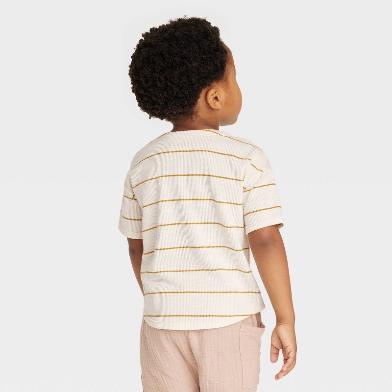 Grayson Collective Toddler Short Sleeve Ribbed Henley Striped T-Shirt - White, 2 of 6
