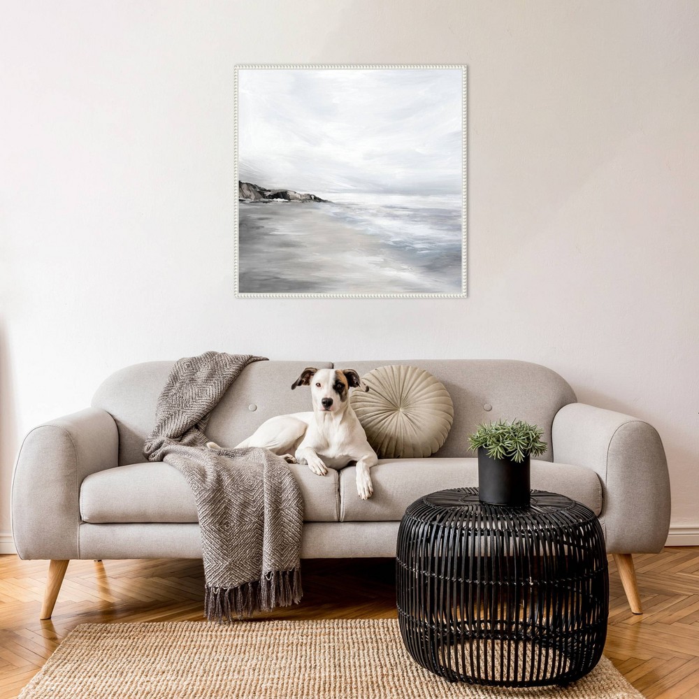 Photos - Other Decoration Amanti Art 30"x30" Silver Waves by Luna Mavis Framed Canvas Wall Art Print