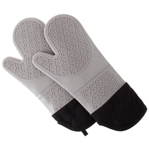 Hastings Home Extra-long Silicone Oven Mitts - Heat-resistant And  Waterproof Potholders With Quilt Lining And 2-sided Textured Grip : Target